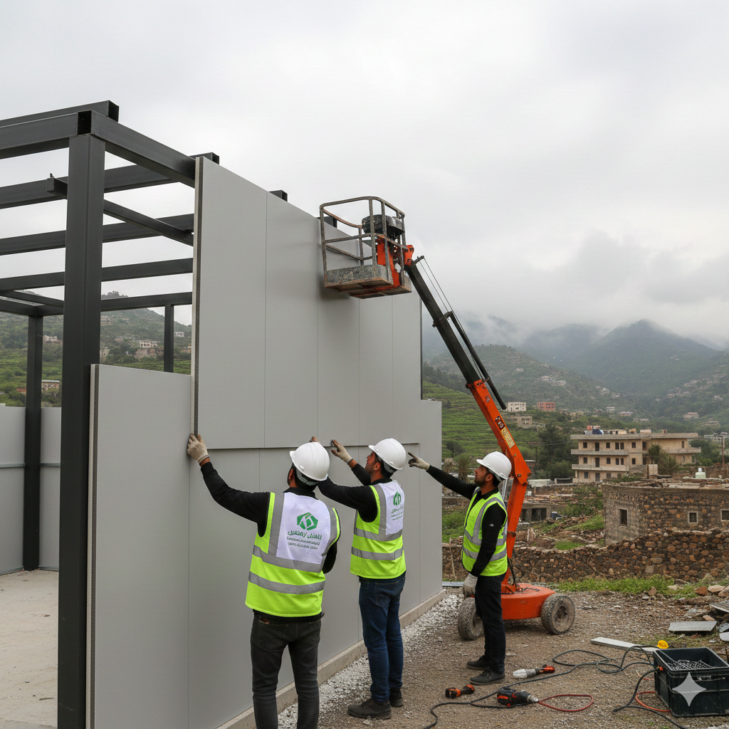 تركيب ألواح ساندوتش بانل في أبها لإنشاء غرف وملاحق خارجية معزولة - مؤسسة مقاولات عسير.